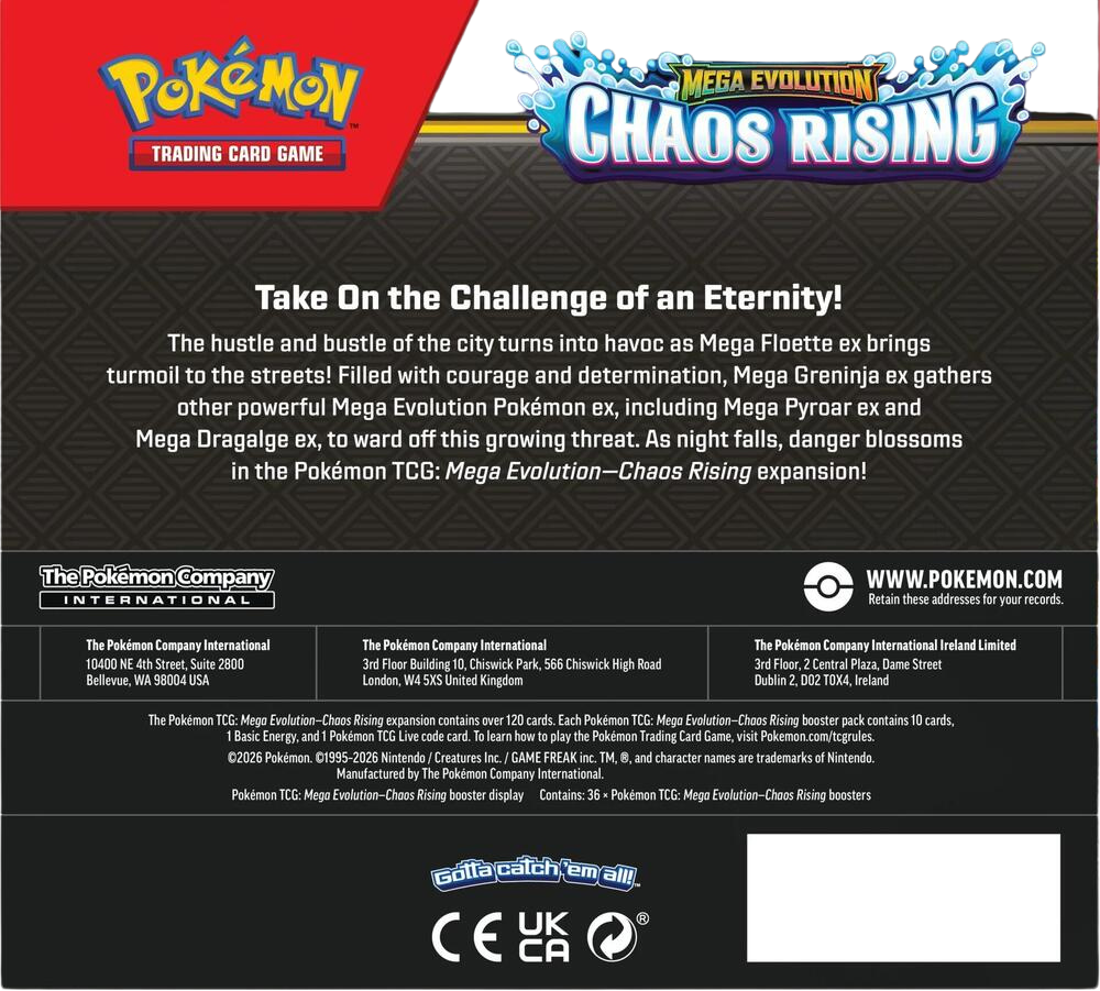 Pokémon TCG: Mega Evolution-Chaos Rising Booster Display Box (36 Packs)